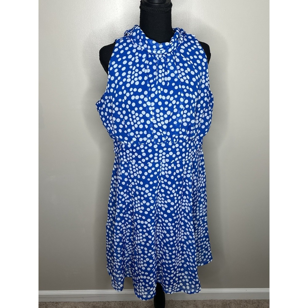 Voir Voir Women's Blue & White Polka Dot Dress Size 14